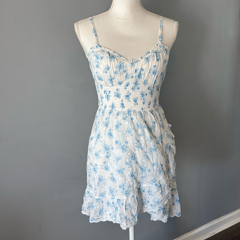 Hollister Blue and White Floral Mini Dress